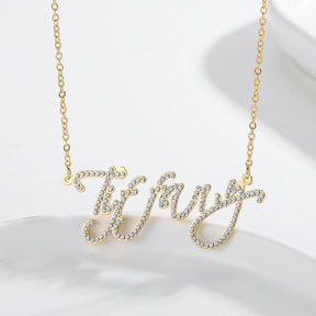 Custom Crystal Name Necklace For Women Iced Out Letter Diamond Nameplate