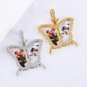 Custom Photo Butterfly Shape Necklace Pendant