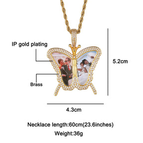 Custom Photo Butterfly Shape Necklace Pendant