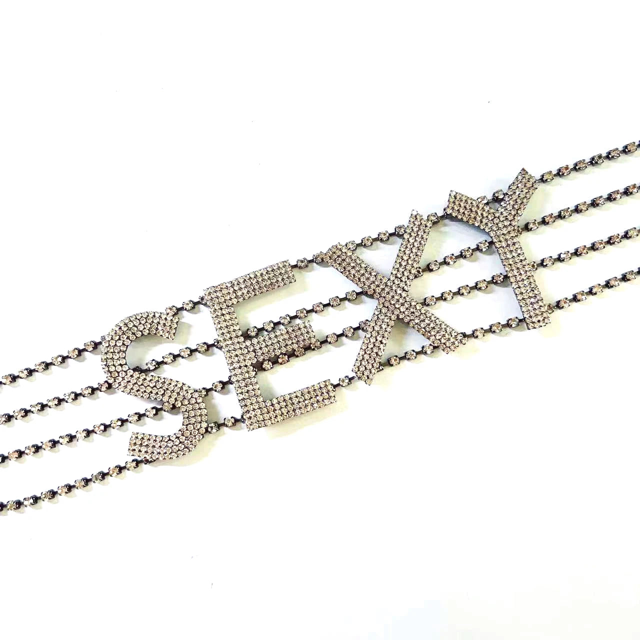 Rhinestone Collar Choker Personality English Letter SEXY Neckchain