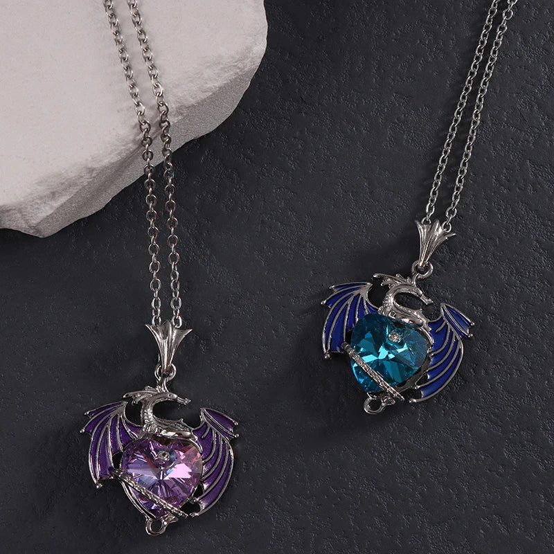 dragon necklace Blue Purple Pendant