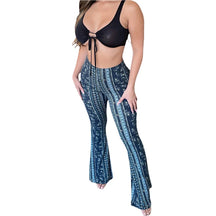 Frauen Boho Flare Pants Ethnic Tribal Print Bell Bottom Yoga Palazzo Hose