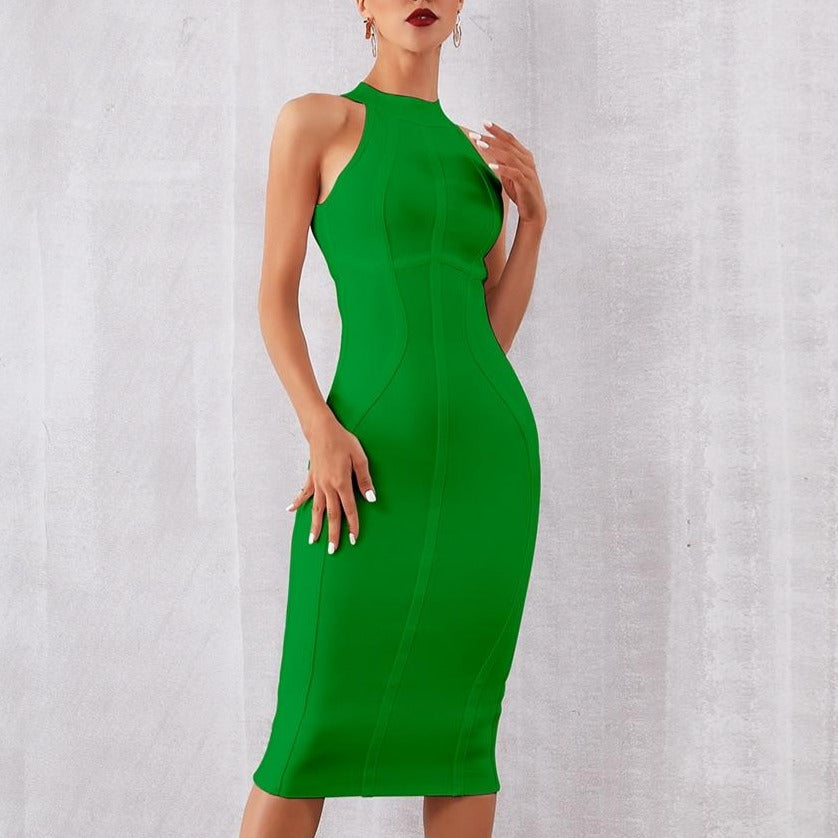 Green cocktail midi Dress