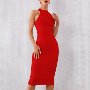 Red cocktail midi Dress