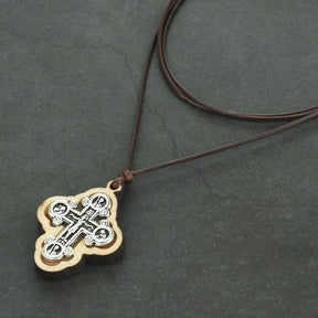 ICXC Wooden Saint Cross Pendant Necklaces