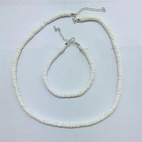 Bohemian Hawaii Puka White Clam Chips Shell Necklace