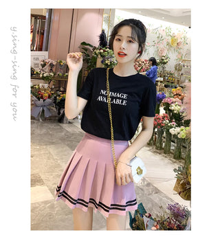 Striped Pleated Elastic Waist Female Sweet Mini Dance Plaid Skirt Y2k