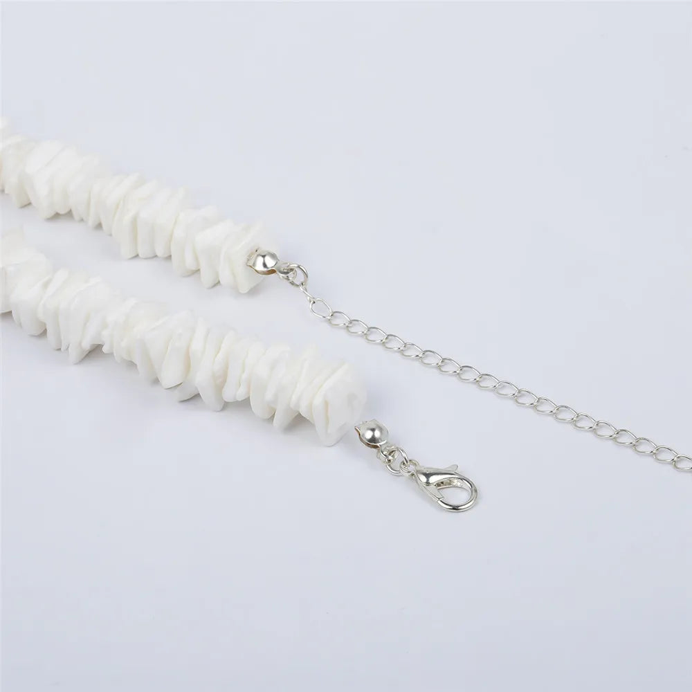 Bohemian Hawaii Puka White Clam Chips Shell Necklace