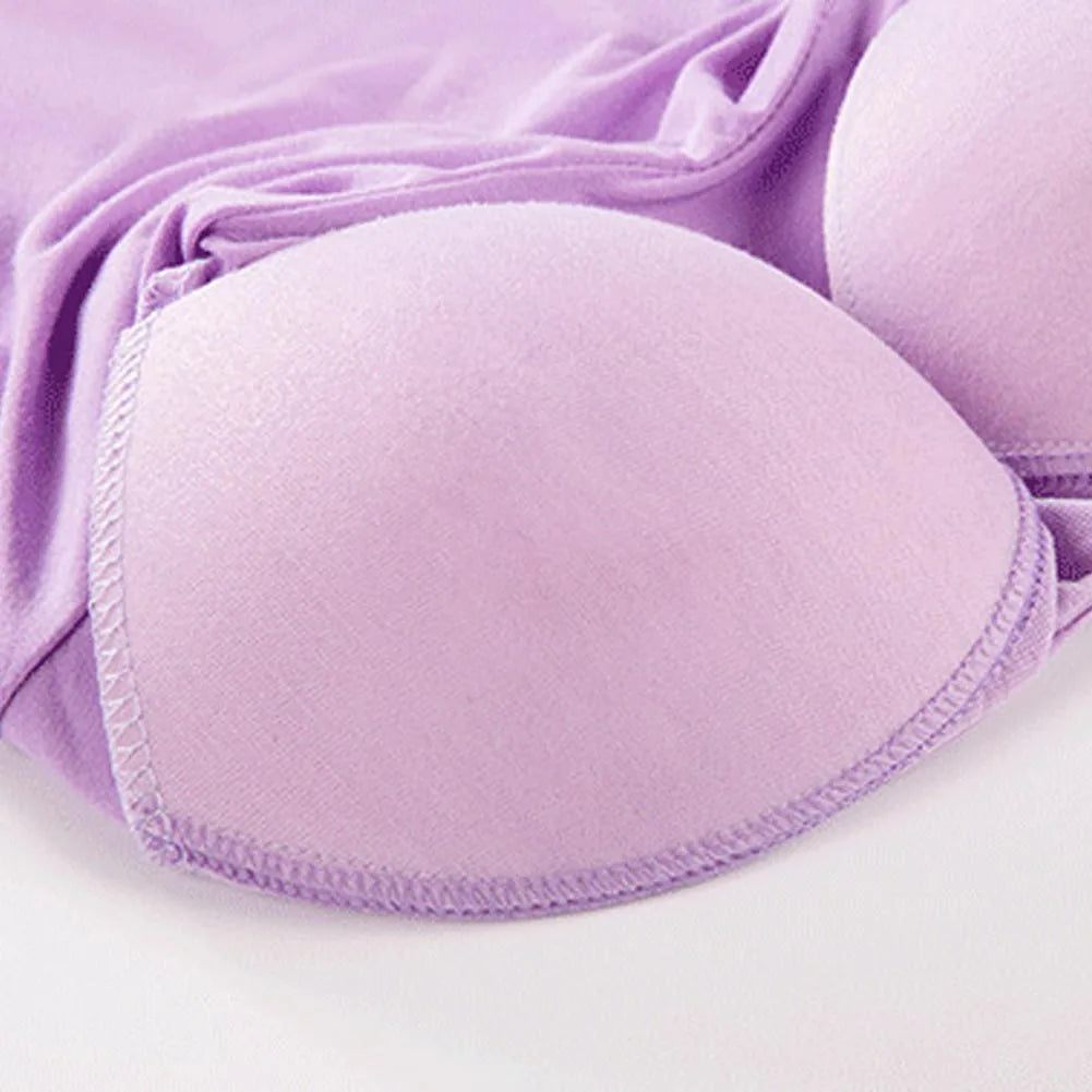 Solid Tank Tops Adjustable Strap Built In Cup Padded Wireless Camisole Camis Vest