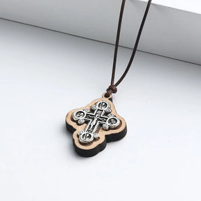 ICXC Wooden Saint Cross Pendant Necklaces