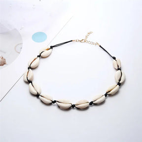 Shell Choker Bohemian Rope Agate Beaded Necklace