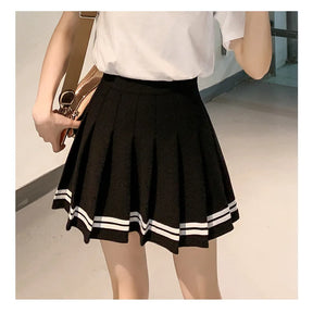 Striped Pleated Elastic Waist Female Sweet Mini Dance Plaid Skirt Y2k