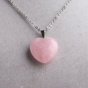 rose quartz pendant Heart Necklace