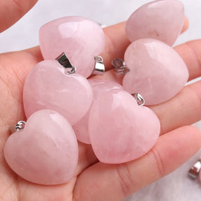 rose quartz pendant Heart Necklace