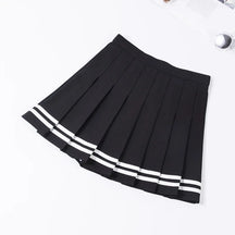 Striped Pleated Elastic Waist Female Sweet Mini Dance Plaid Skirt Y2k