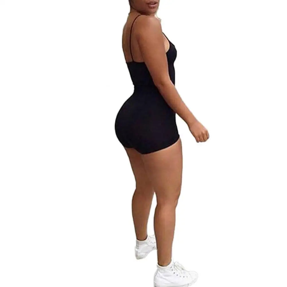 Jumpsuit Shorts Spaghetti Strap Sleeveless Bodysuit Bodycon Sports