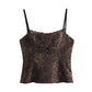 Leopard Print Sling Women Sexy Tube Top Sleeveless Backless Lace Slim Tanks Tops