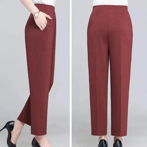 Spring Summer Pants Thin Elastic Waist Loose Cotton