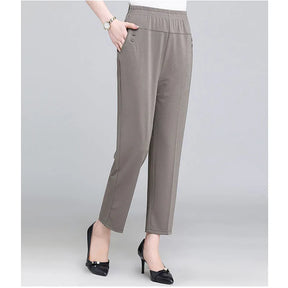 Spring Summer Pants Thin Elastic Waist Loose Cotton