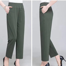 Spring Summer Pants Thin Elastic Waist Loose Cotton