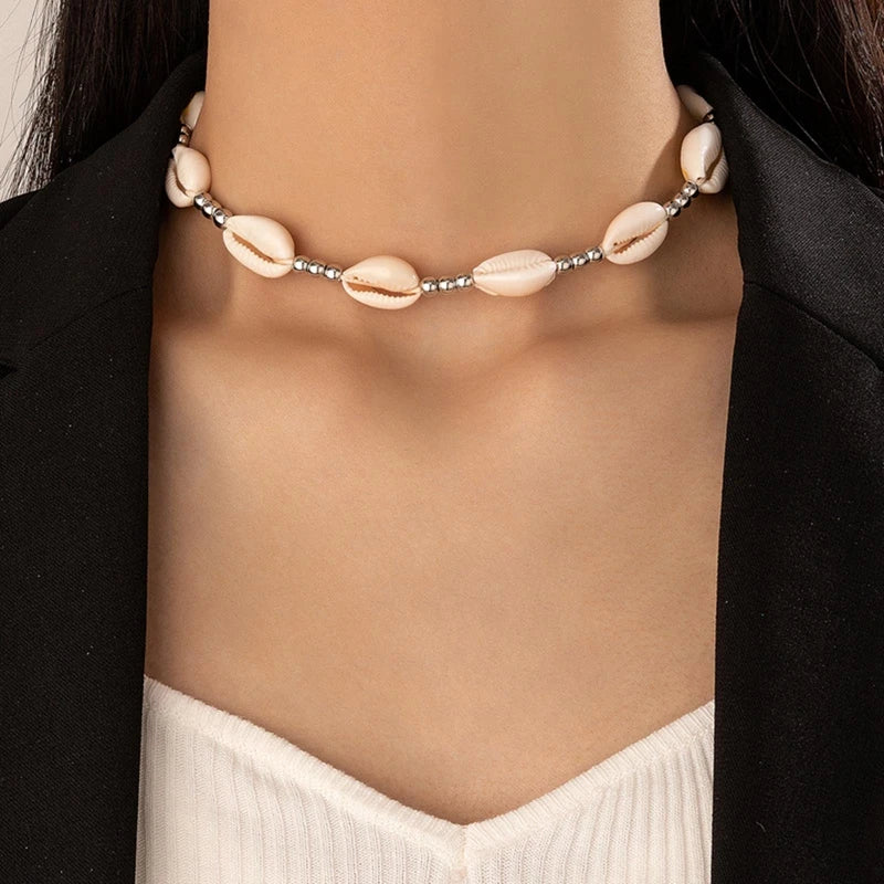 Fashion Rope Chain Natural Shell Choker Necklace