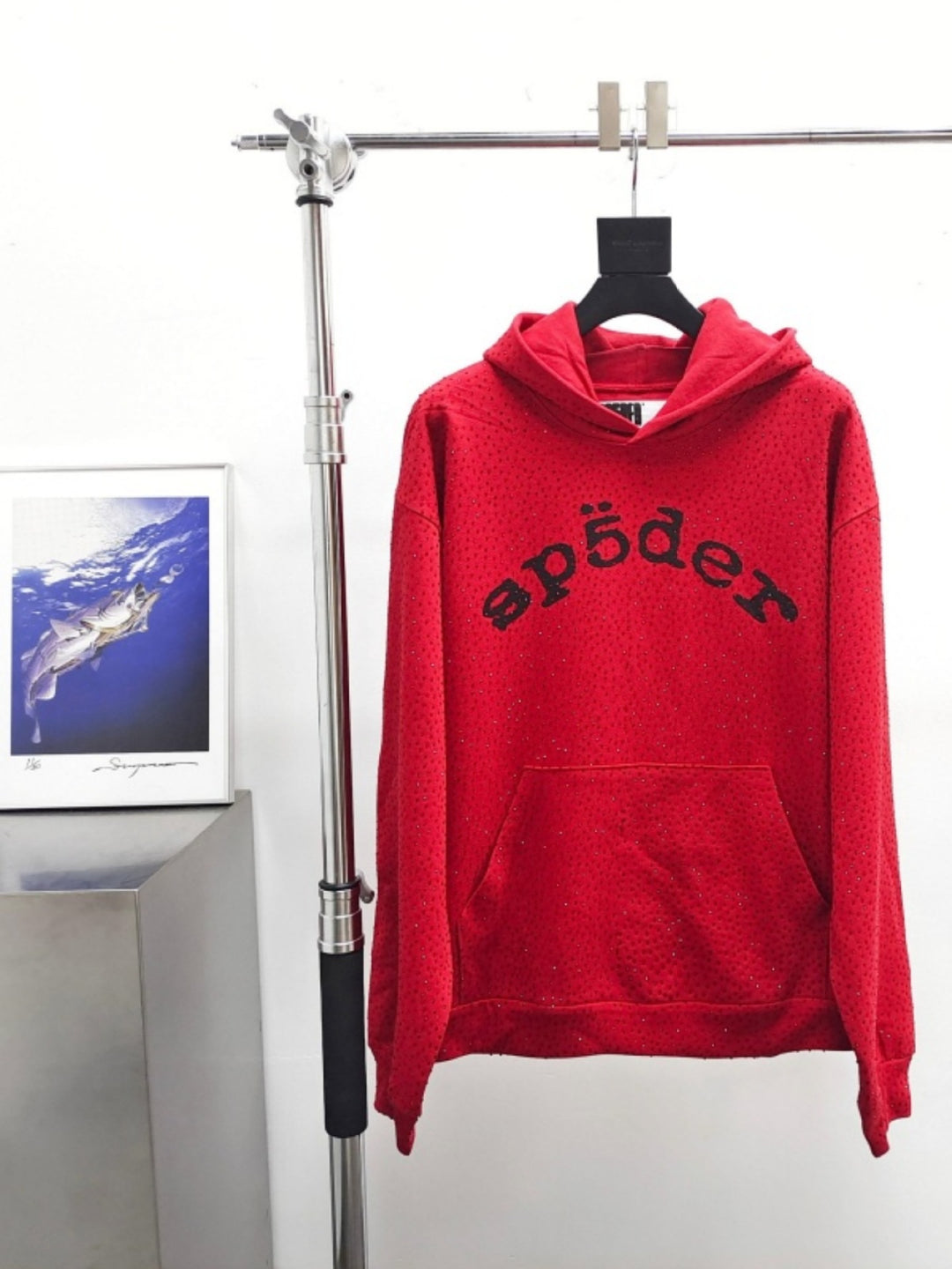 Sp5der full-rhinestone hoodie and sweatpants