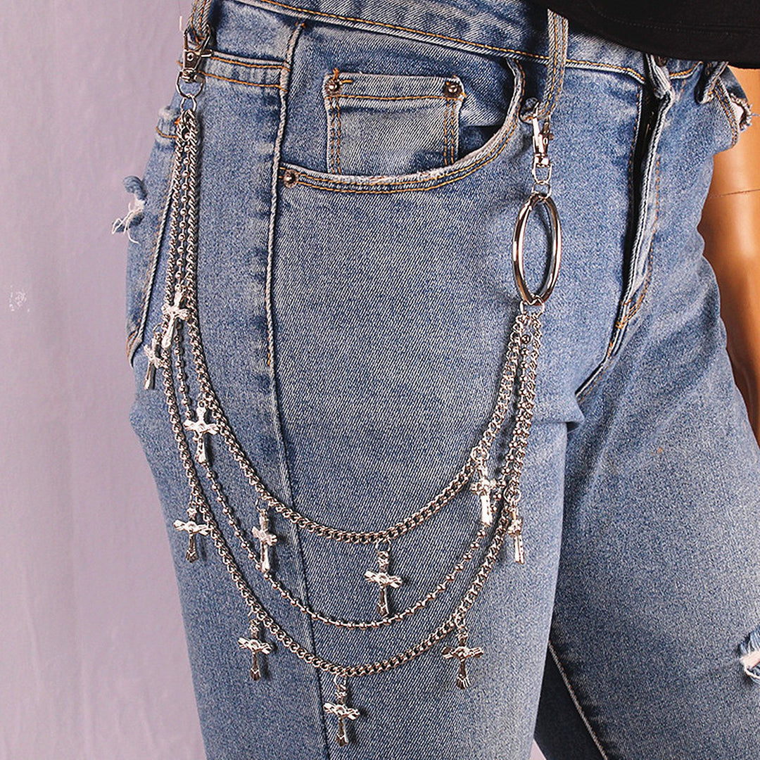Irregular Pearl & Cuban Link Mixed-Material Punk Waist Chain