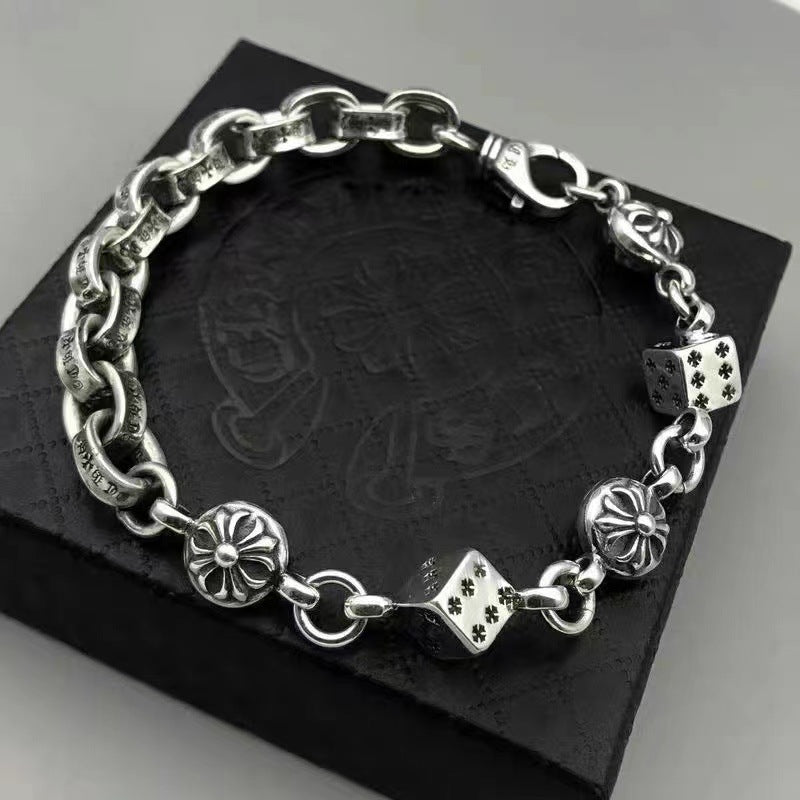 Domineering chrome hearts cross thick bracelet