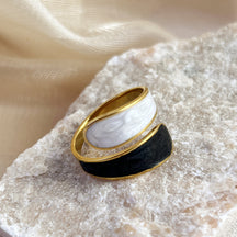 18k gold drop retro open ring