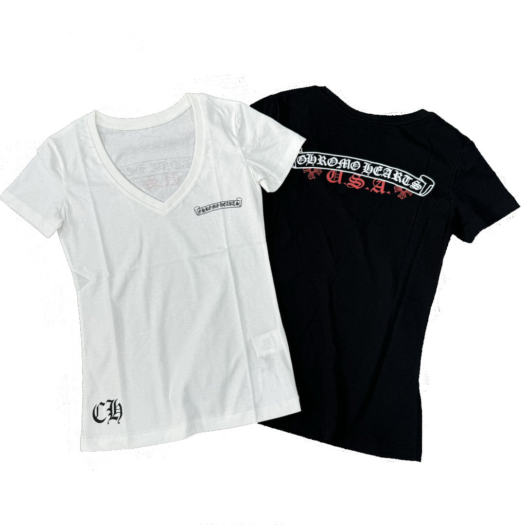 Chrome Hearts V-neck slim fit short-sleeved T-shirt