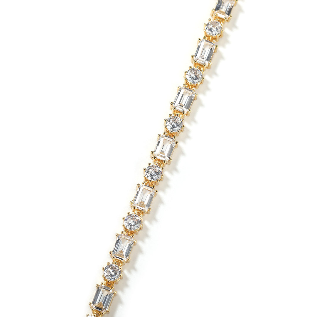 Mixed Square & Round Zirconia Tennis Bracelet