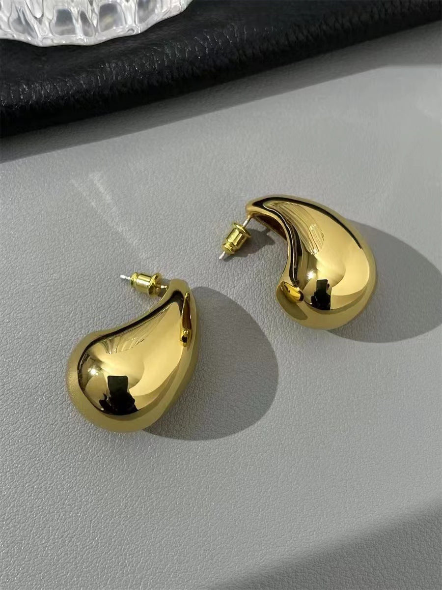 18K Gold Water Drop Earrings Simple Personality Ear Jewelry