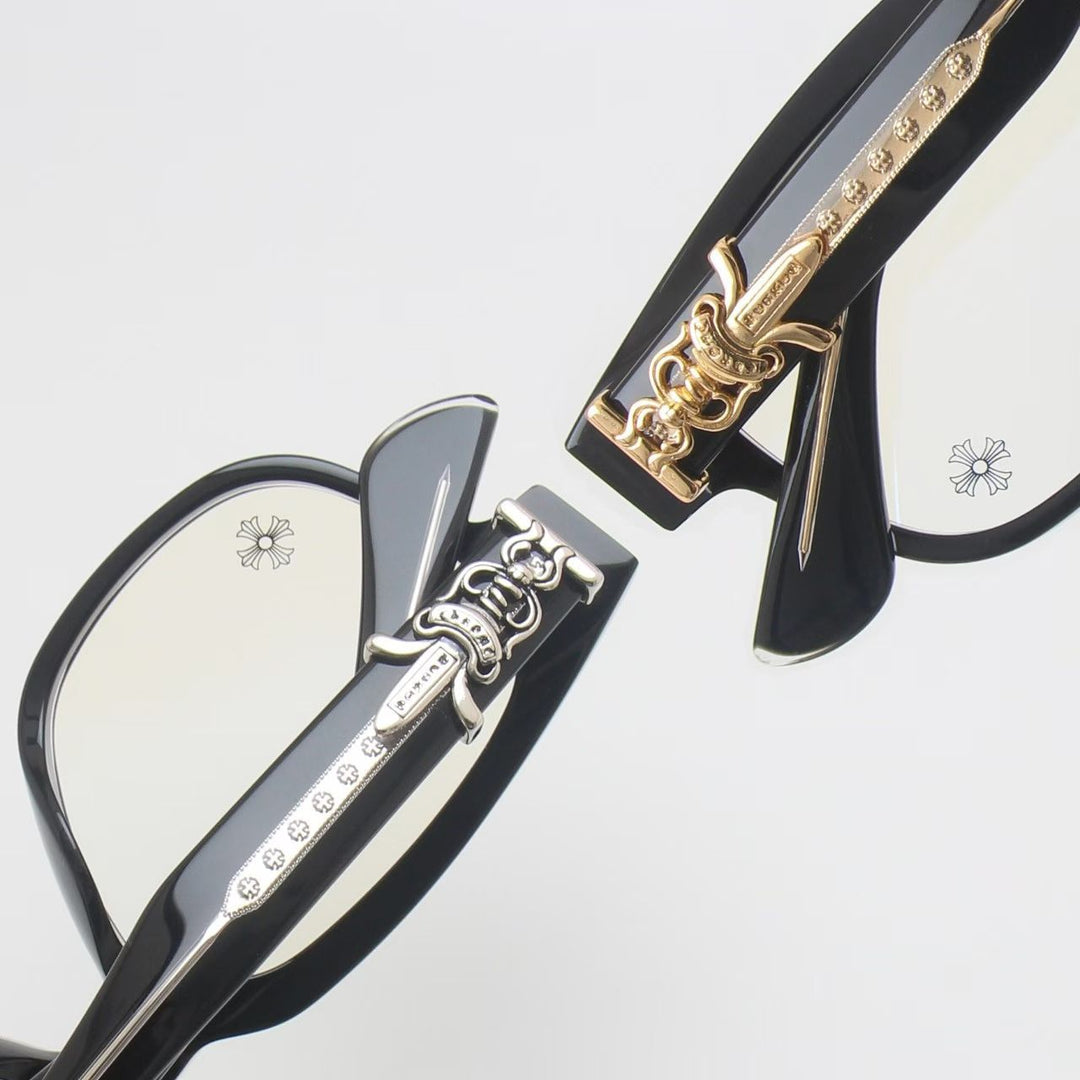 Chrome Hearts exquisitely carved pattern large-frame eyeglasses
