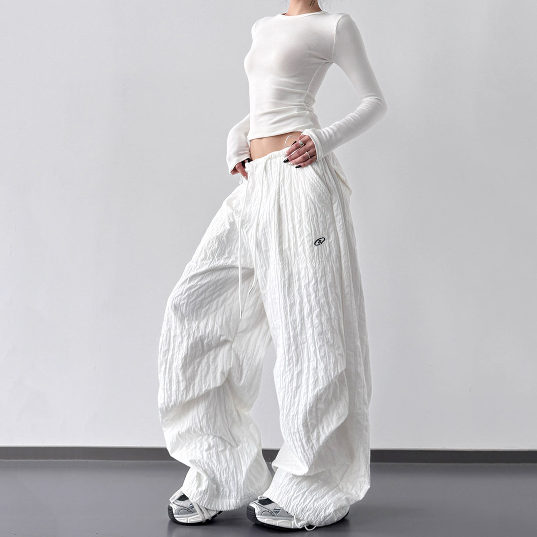 "Hot Girl" Style Quick-Drying, Textured, High-Waisted Cargo Pants