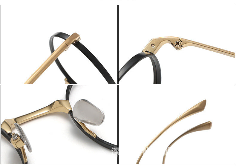 Pure titanium women's retro round handmade glasses frame