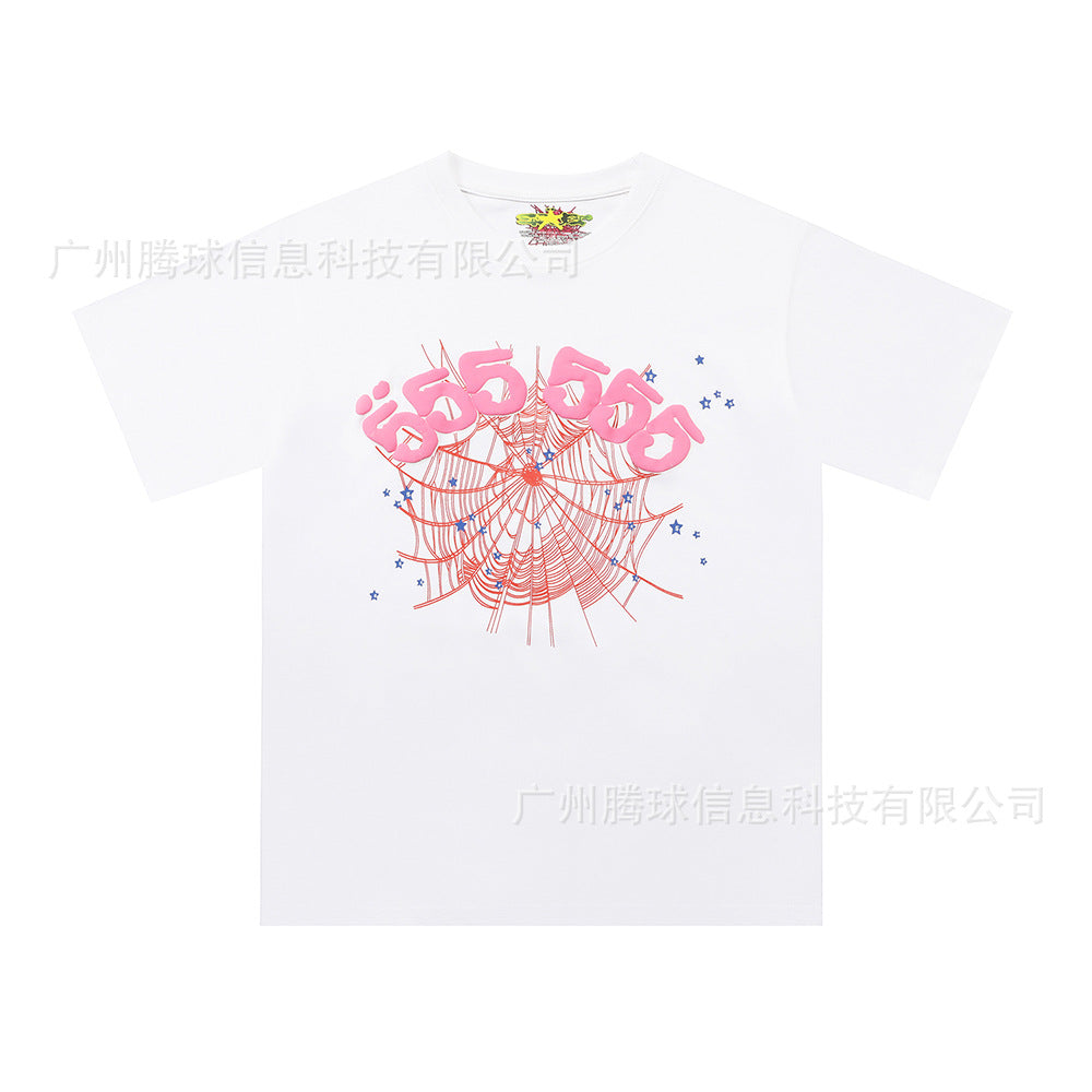 Sp5der short-sleeved foam letter T-shirt