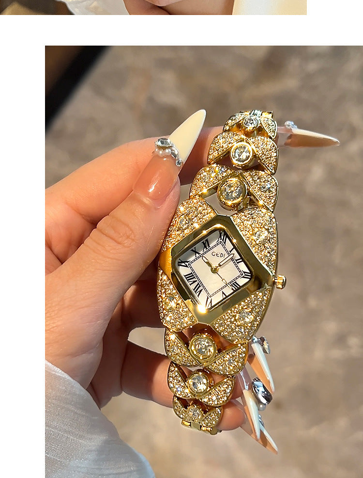 Luxury Full Diamond High-End Bangle Watch for Women