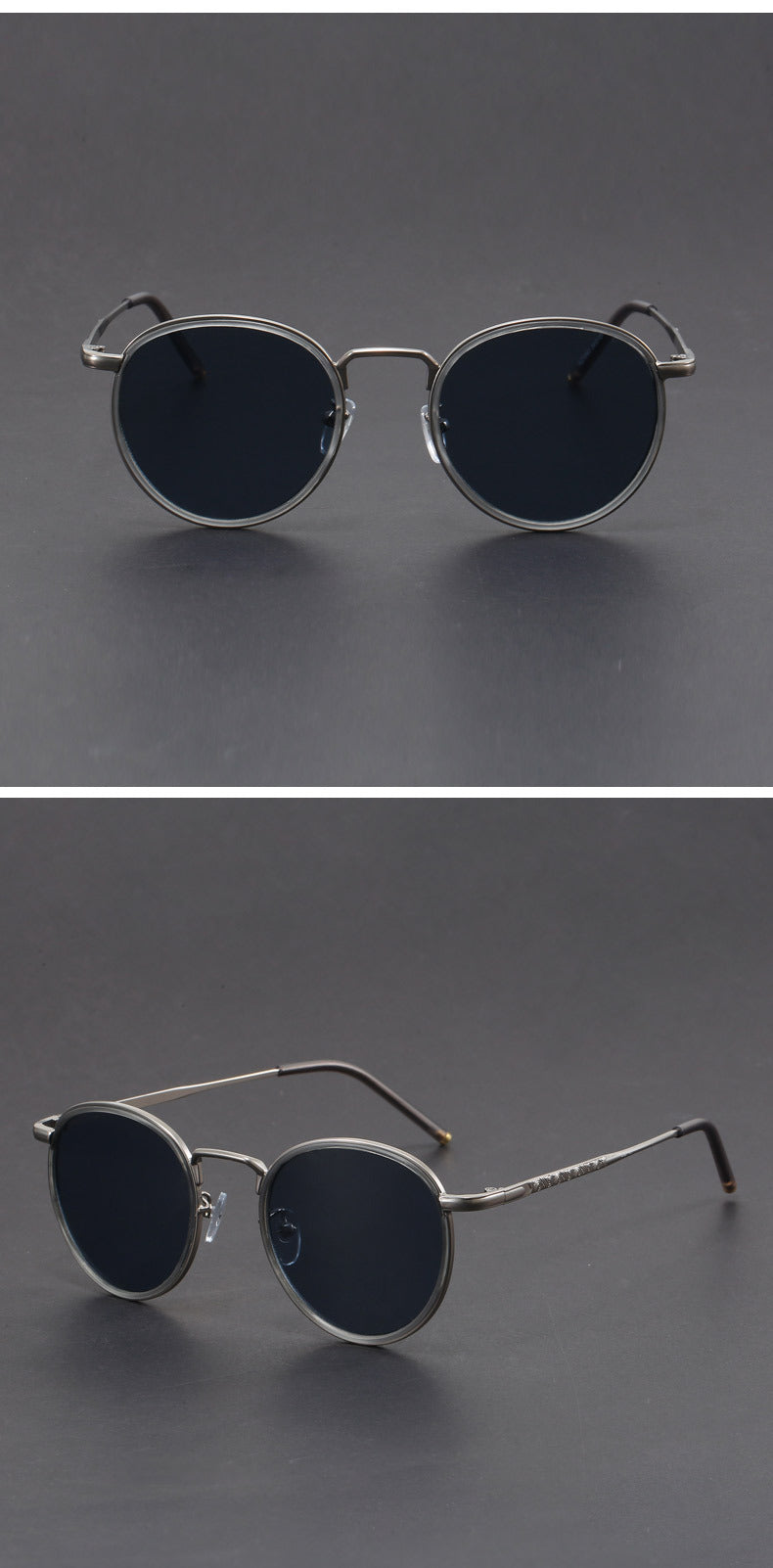 Retro small round frame Hong Kong style sunglasses