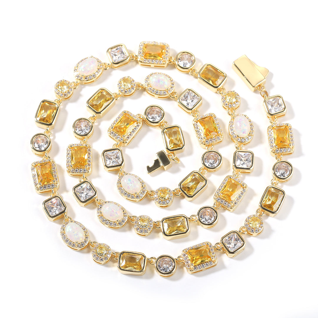 HIPHOP Copper Zirconia Necklace and Bracelet