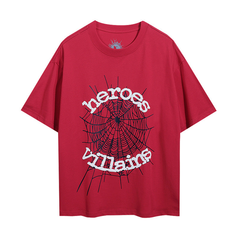 Sp5der foam letter 555 spider web print short-sleeved T-shirt
