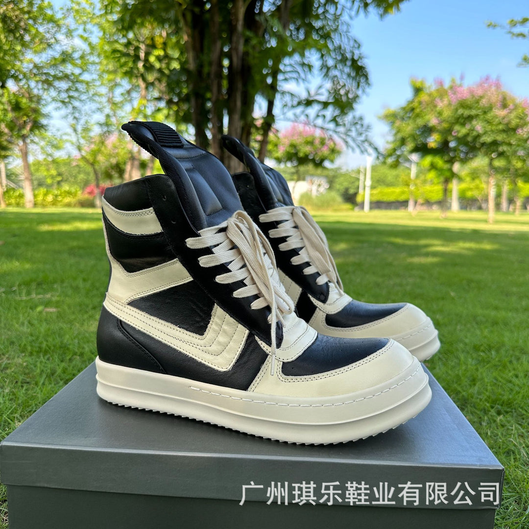 Thick-Sole, Height-Increasing, High-Top Genuine Leather Sports Boots