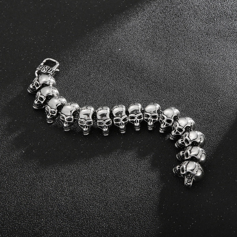 Hip-hop skull men's titanium steel bracelet
