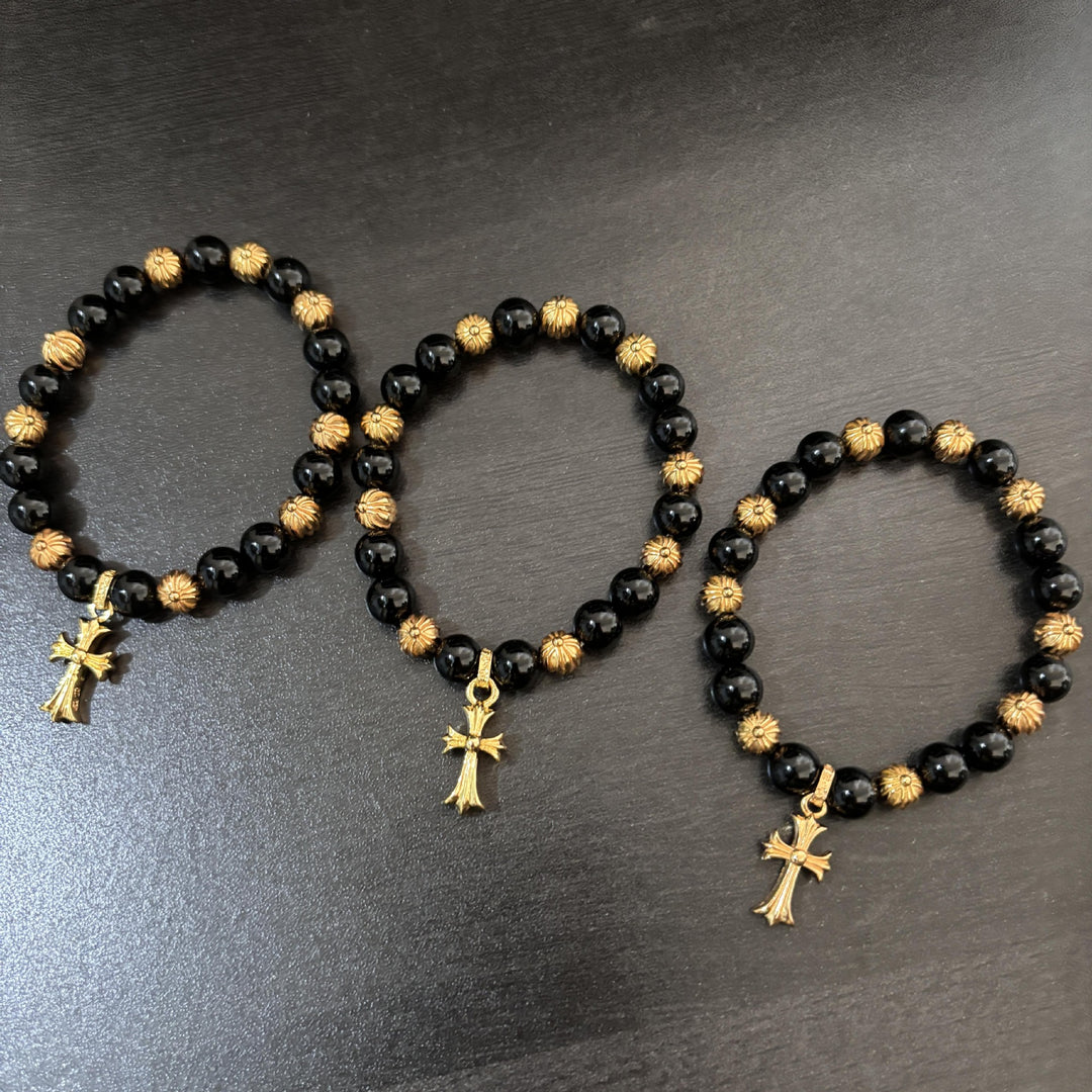 Chrome Hearts Gold Diamond Cross Bracelet