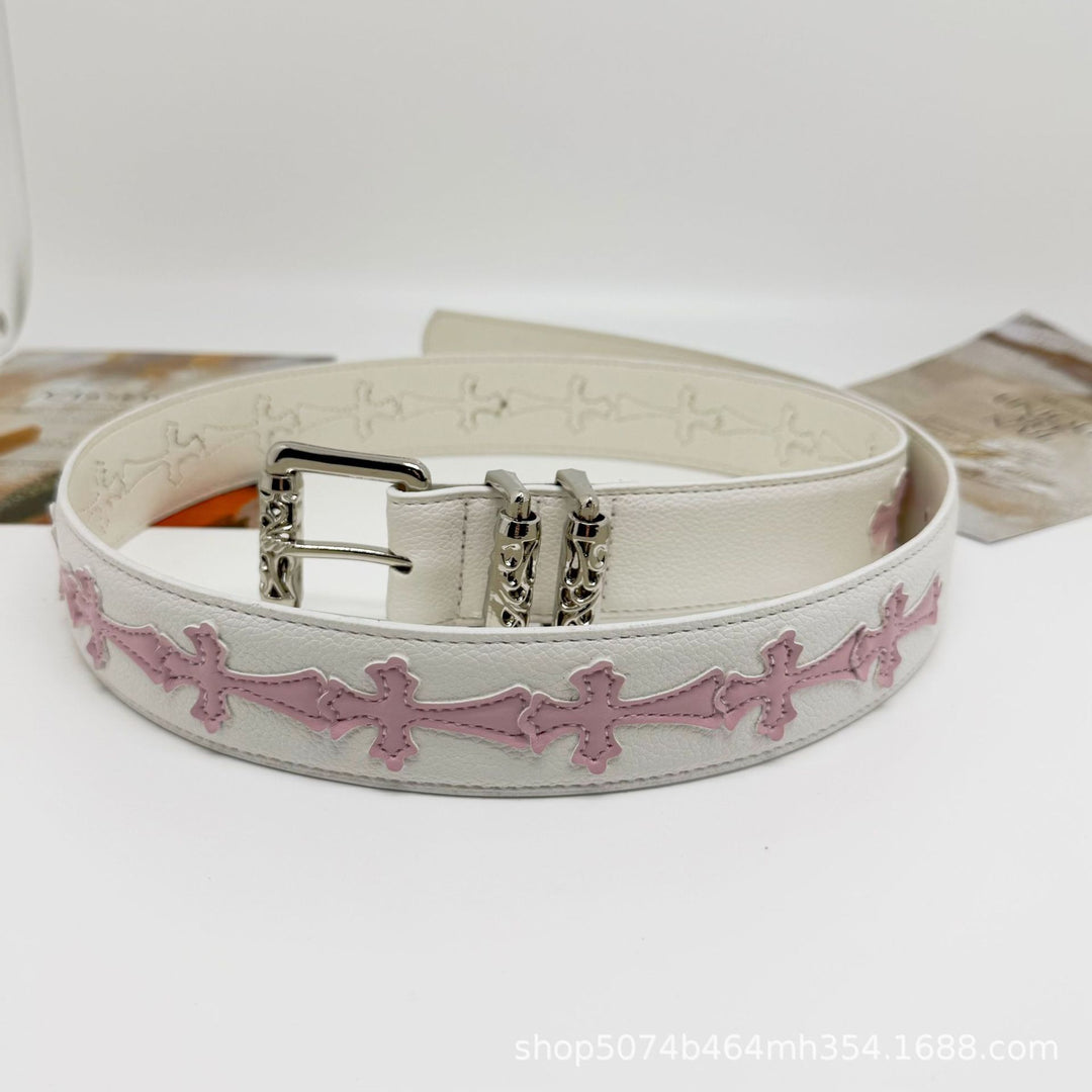 Chrome Hearts Cross-Motif Classic Leather Belt