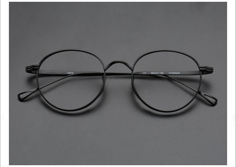 Oval pure titanium wide rim retro glasses frame