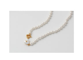 Women's retro heart pearl necklace clavicle chain