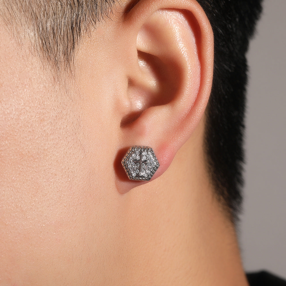 Square cross eight-star and eight-sword diamond Earrings