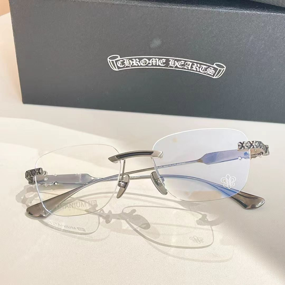 Chrome Hearts rimless oval frame glasses