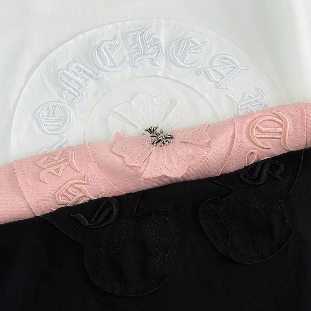Chrome Hearts heavy-duty cross-stitch embroidery T-shirt