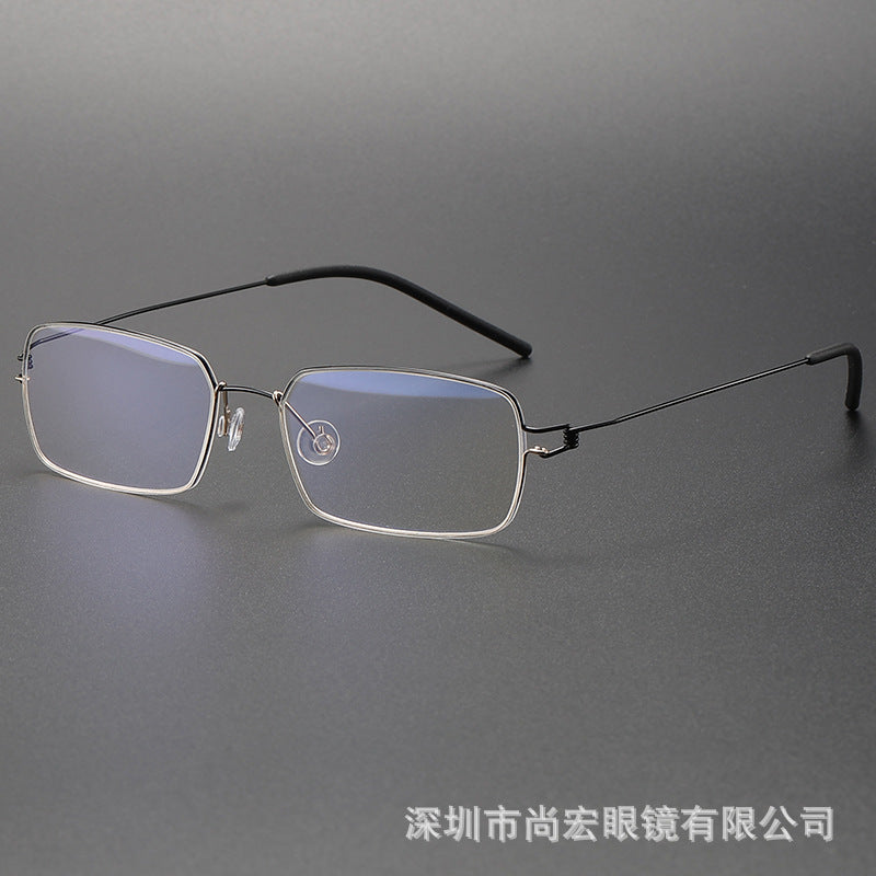 Screwless design square frame retro thin rimmed glasses